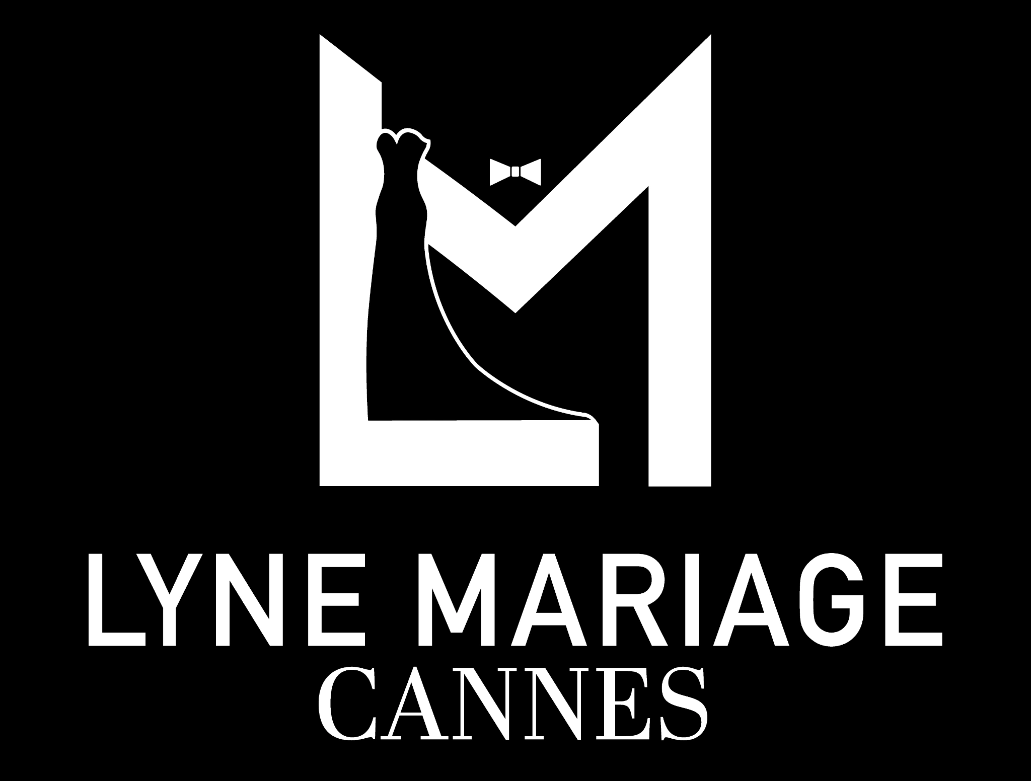 Logo Lyne Mariage Cannes sur fond noir
