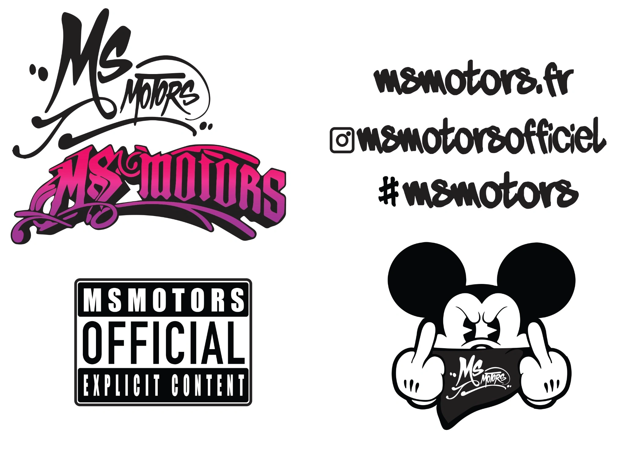 MS Motors — planche de logos et stickers