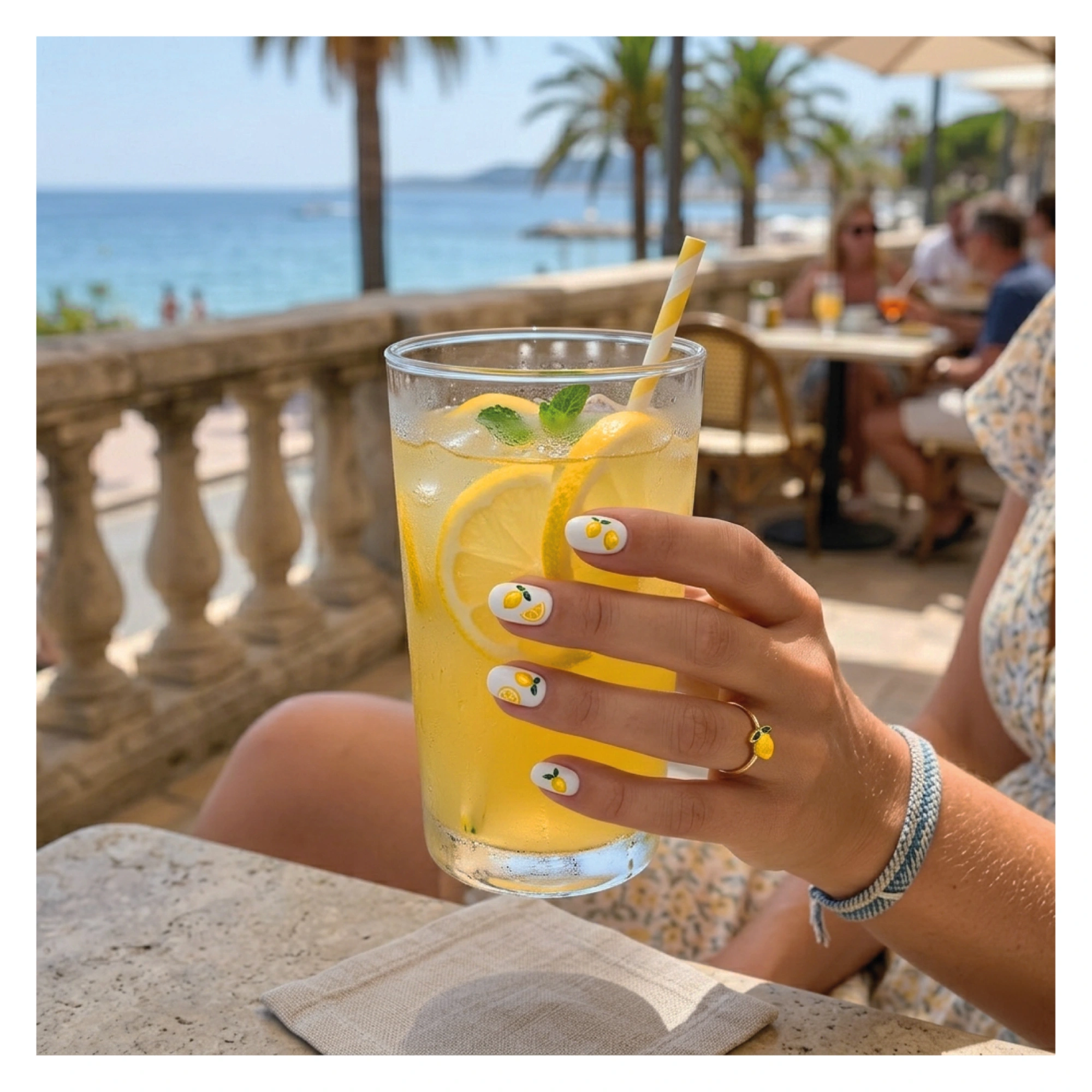 Verre de jus en terrasse