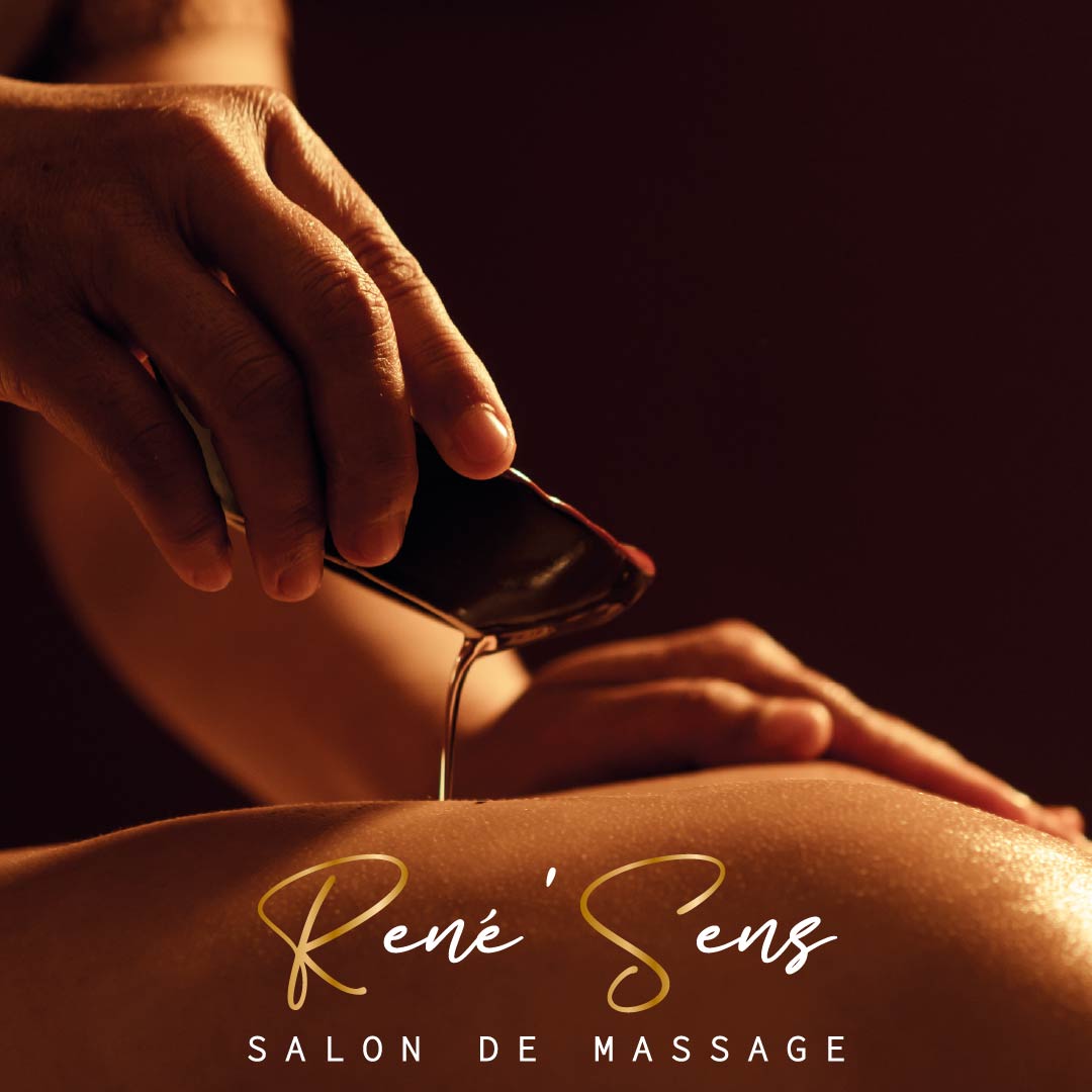 René Sens — visuel de massage et identité du salon