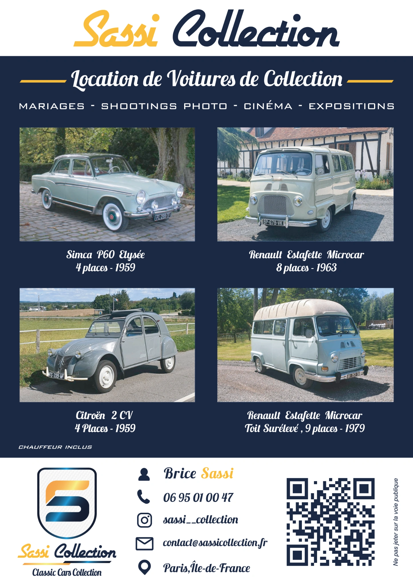 Sassi Collection — flyer de location de voitures de collection